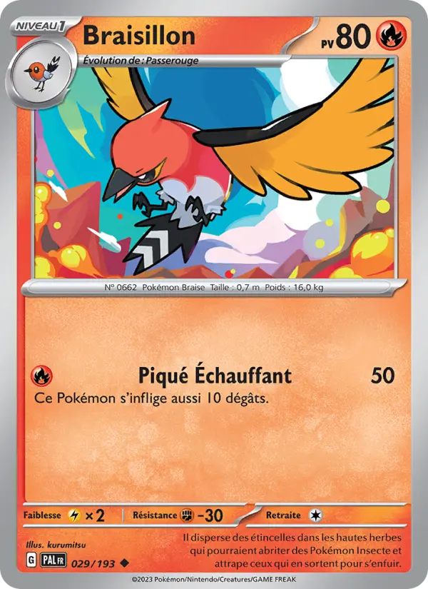 Scan HD carte Pokémon Braisillon 029/193 — Évolutions à Paldea
