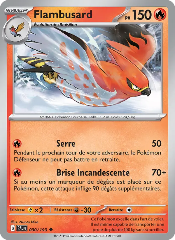 Scan HD carte Pokémon Flambusard 030/193 — Évolutions à Paldea