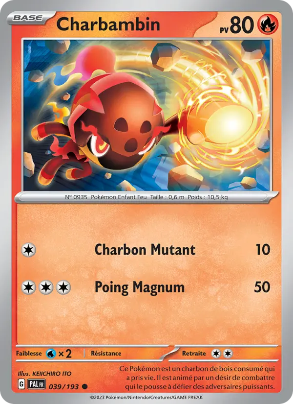 Scan HD carte Pokémon Charbambin 039/193 — Évolutions à Paldea