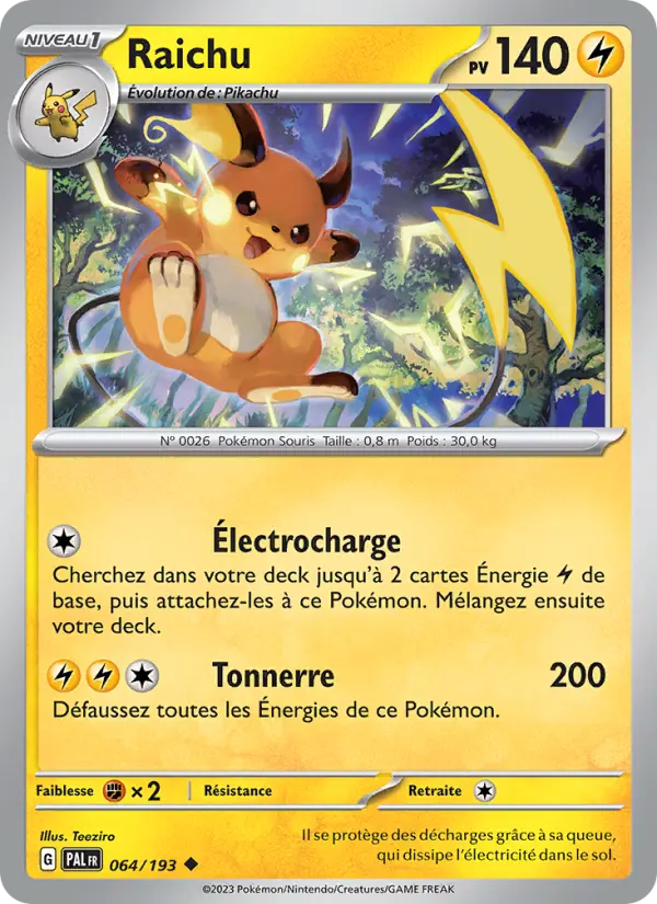 Scan HD carte Pokémon Raichu 064/193 — Évolutions à Paldea