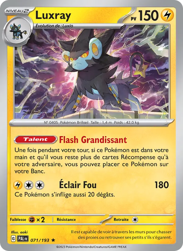 Scan HD carte Pokémon Luxray 071/193 — Évolutions à Paldea