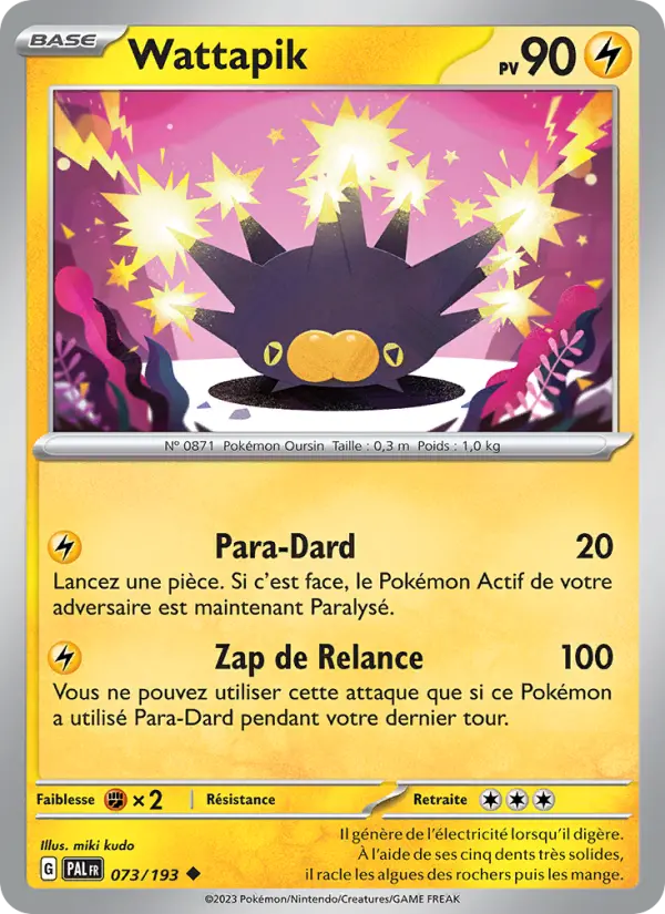 Scan HD carte Pokémon Wattapik 073/193 — Évolutions à Paldea