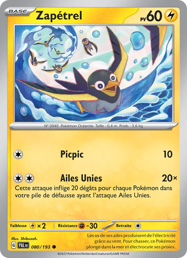 Scan HD carte Pokémon Zapétrel 080/193 — Évolutions à Paldea