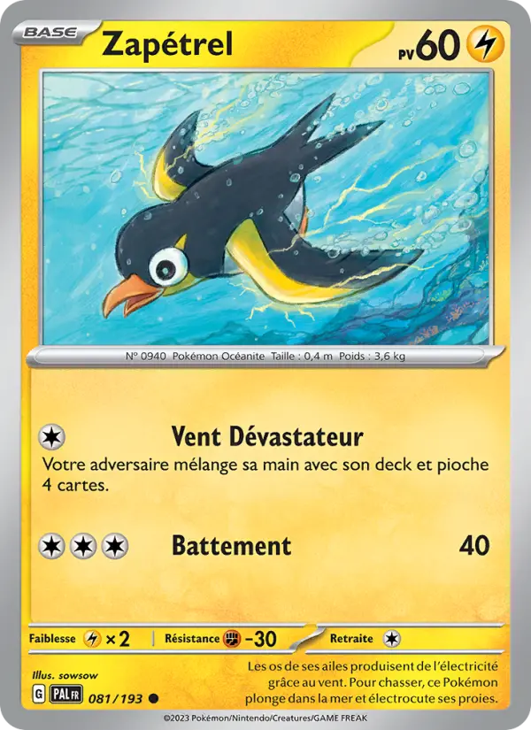 Scan HD carte Pokémon Zapétrel 081/193 — Évolutions à Paldea