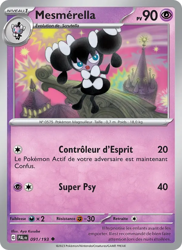 Scan HD carte Pokémon Mesmérella 091/193 — Évolutions à Paldea