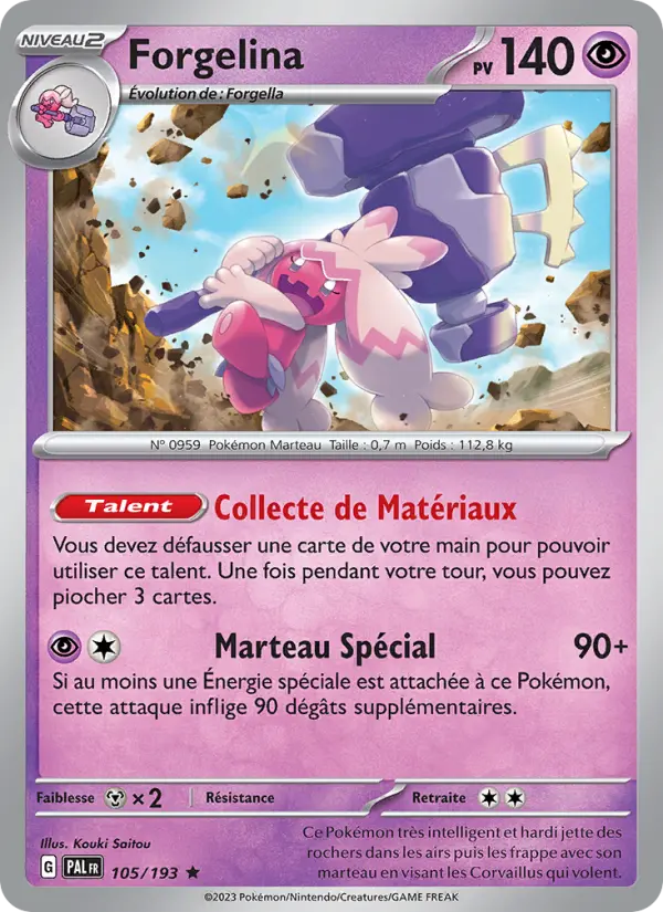 Scan HD carte Pokémon Forgelina 105/193 — Évolutions à Paldea