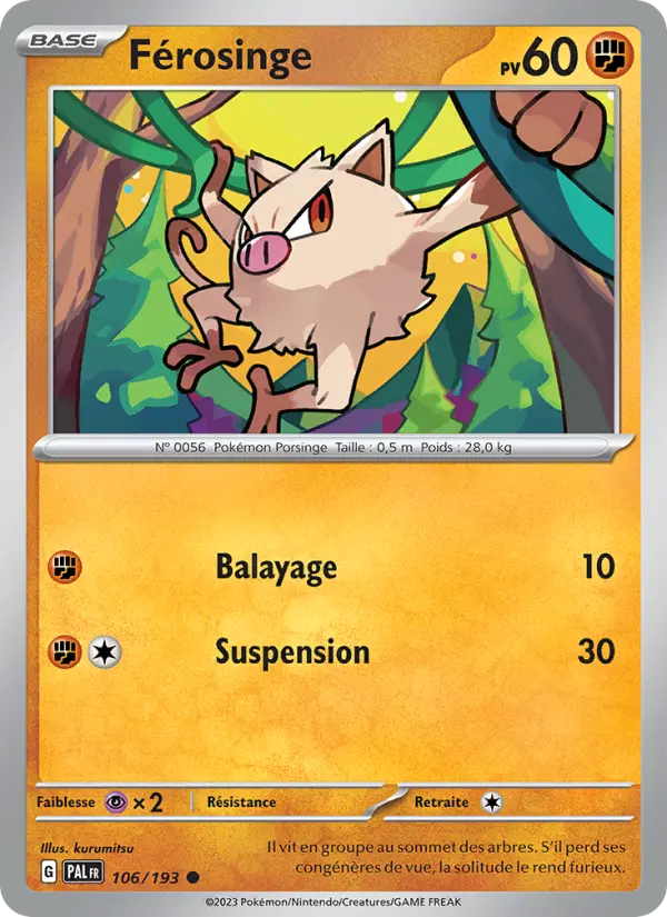 Scan HD carte Pokémon Férosinge 106/193 — Évolutions à Paldea