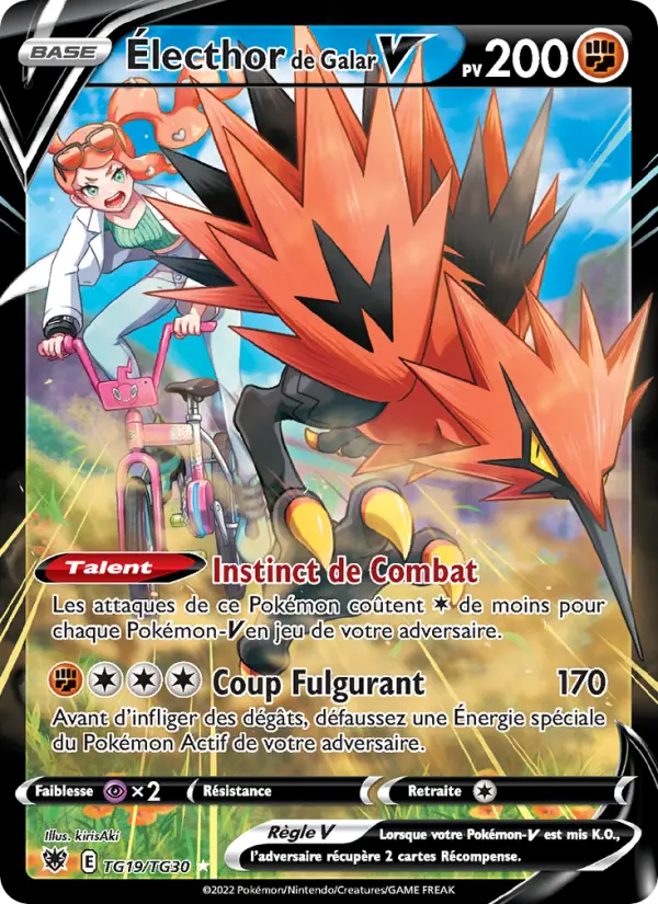 Scan HD carte Pokémon Électhor de Galar V TG19/189 — Astres Radieux