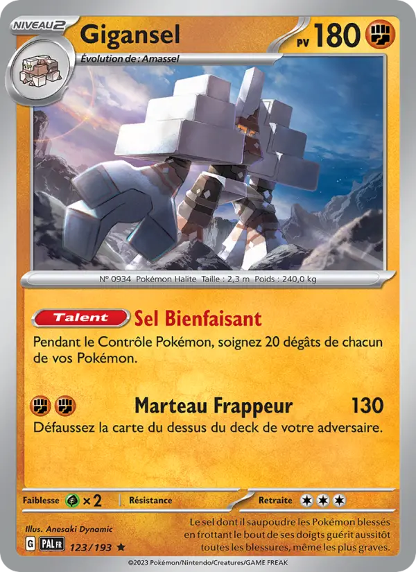 Scan HD carte Pokémon Gigansel 123/193 — Évolutions à Paldea
