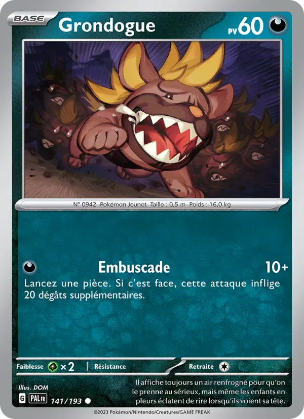 Scan HD carte Pokémon Grondogue 141/193 — Évolutions à Paldea