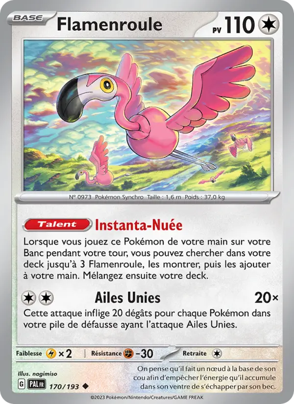 Scan HD carte Pokémon Flamenroule 170/193 — Évolutions à Paldea