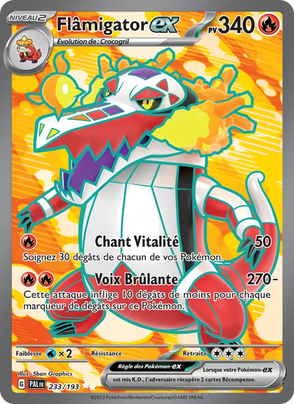 Scan HD carte Pokémon Flâmigator-ex 233/193 — Évolutions à Paldea