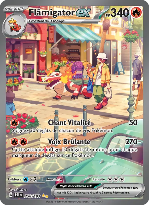 Scan HD carte Pokémon Flâmigator-ex 258/193 — Évolutions à Paldea