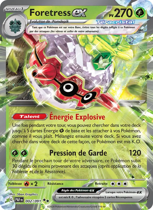 Scan HD carte Pokémon Foretress-ex 002/91 — Destinées de Paldea