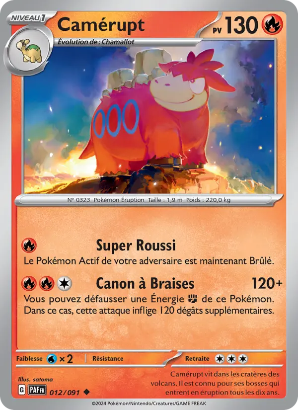 Scan HD carte Pokémon Camérupt 012/91 — Destinées de Paldea