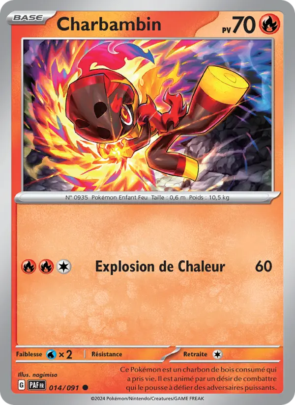 Scan HD carte Pokémon Charbambin 014/91 — Destinées de Paldea