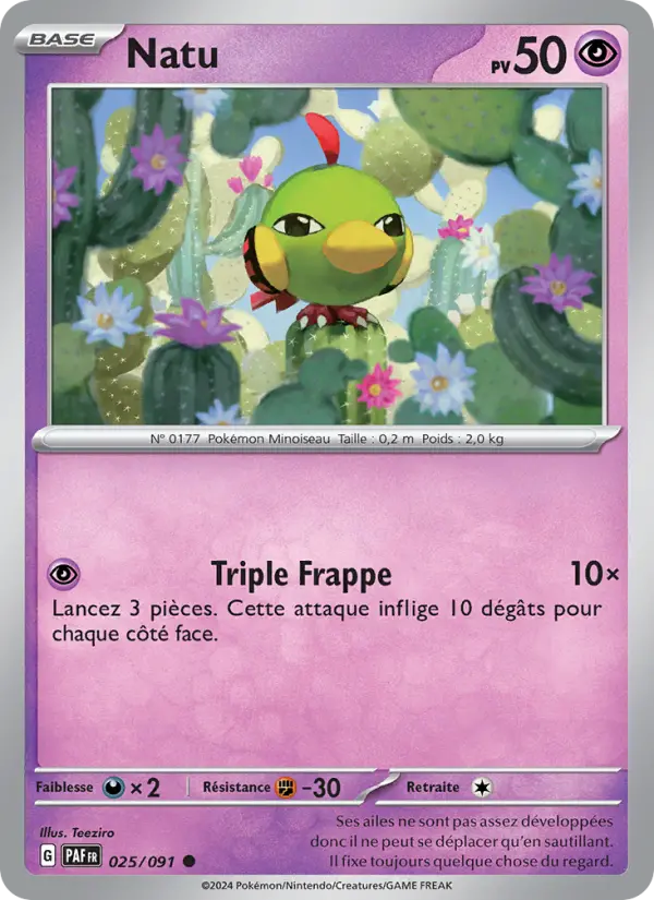 Scan HD carte Pokémon Natu 025/91 — Destinées de Paldea