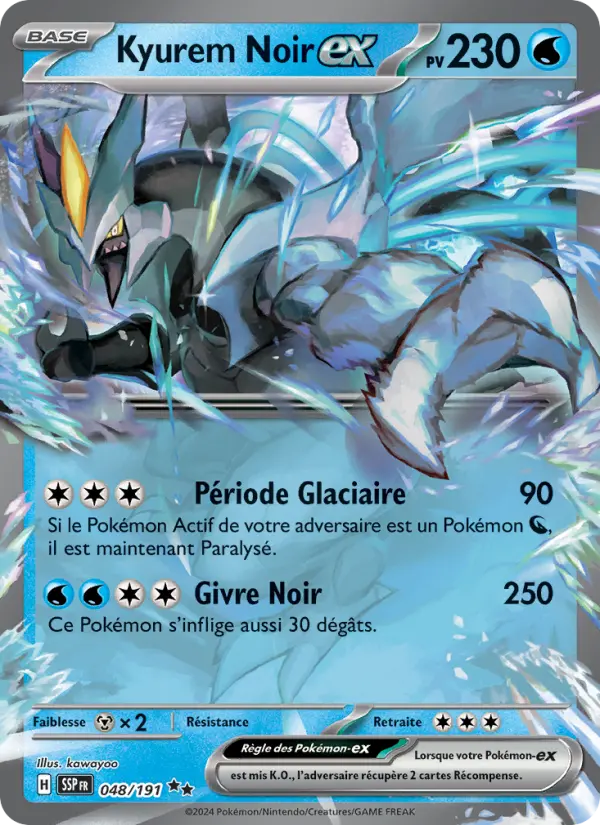 Scan HD carte Pokémon Kyurem Noir-ex 048/191 — Étincelles Déferlantes
