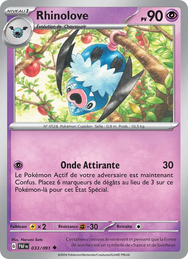 Scan HD carte Pokémon Rhinolove 033/91 — Destinées de Paldea