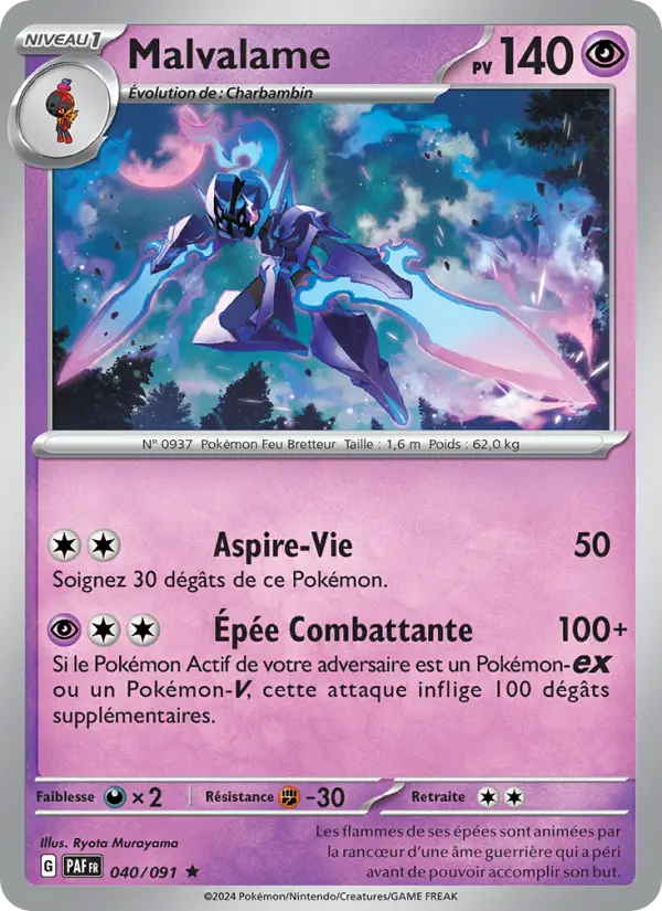Scan HD carte Pokémon Malvalame 040/91 — Destinées de Paldea