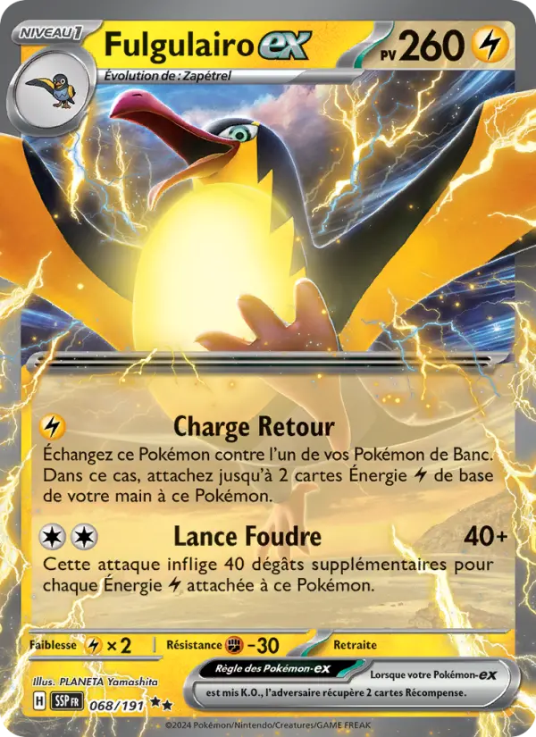 Scan HD carte Pokémon Fulgulairo-ex 068/191 — Étincelles Déferlantes