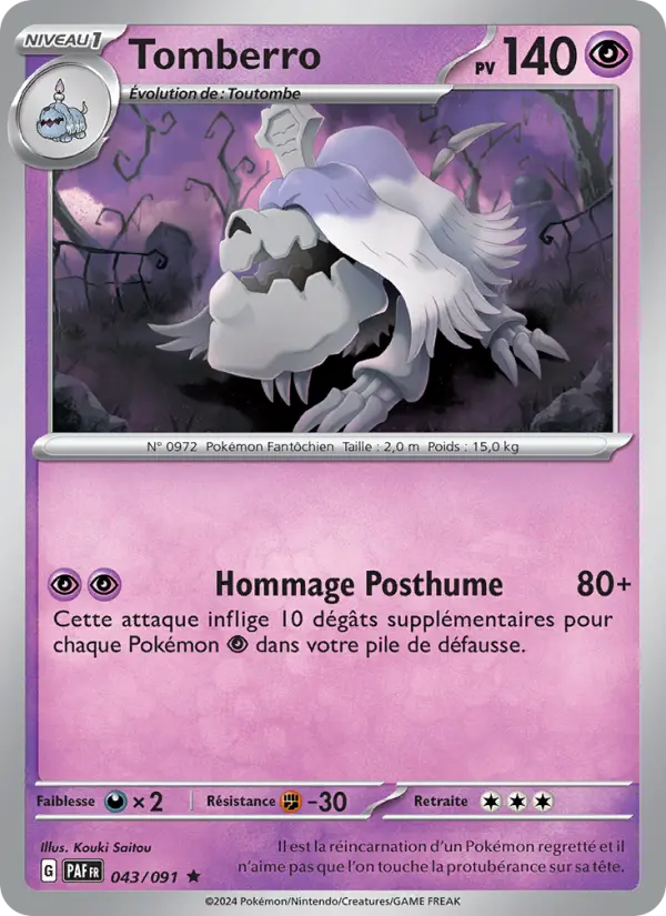 Scan HD carte Pokémon Tomberro 043/91 — Destinées de Paldea