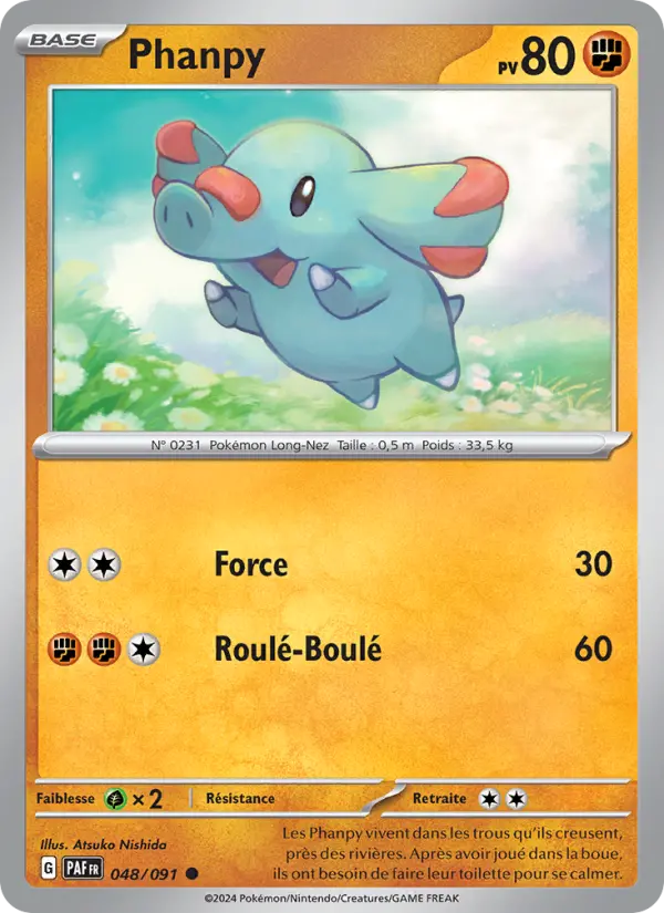 Scan HD carte Pokémon Phanpy 048/91 — Destinées de Paldea
