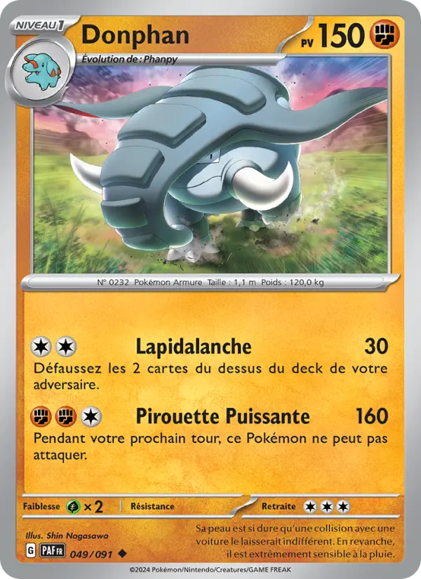 Scan HD carte Pokémon Donphan 049/91 — Destinées de Paldea