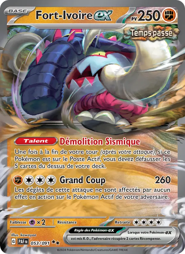 Scan HD carte Pokémon Fort-Ivoire-ex 053/91 — Destinées de Paldea