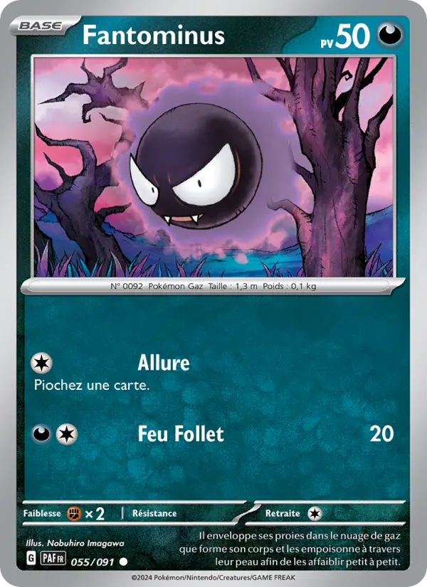 Scan HD carte Pokémon Fantominus 055/91 — Destinées de Paldea