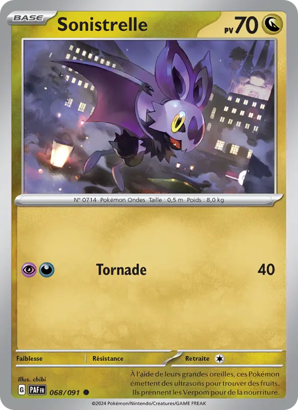 Scan HD carte Pokémon Sonistrelle 068/91 — Destinées de Paldea