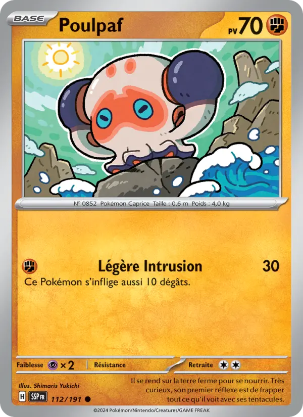 Scan HD carte Pokémon Poulpaf 112/191 — Étincelles Déferlantes