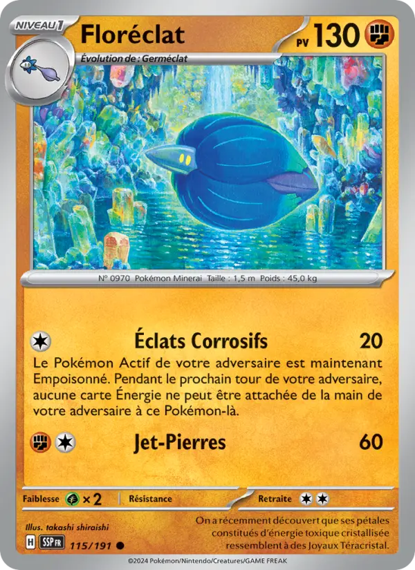 Scan HD carte Pokémon Floréclat 115/191 — Étincelles Déferlantes