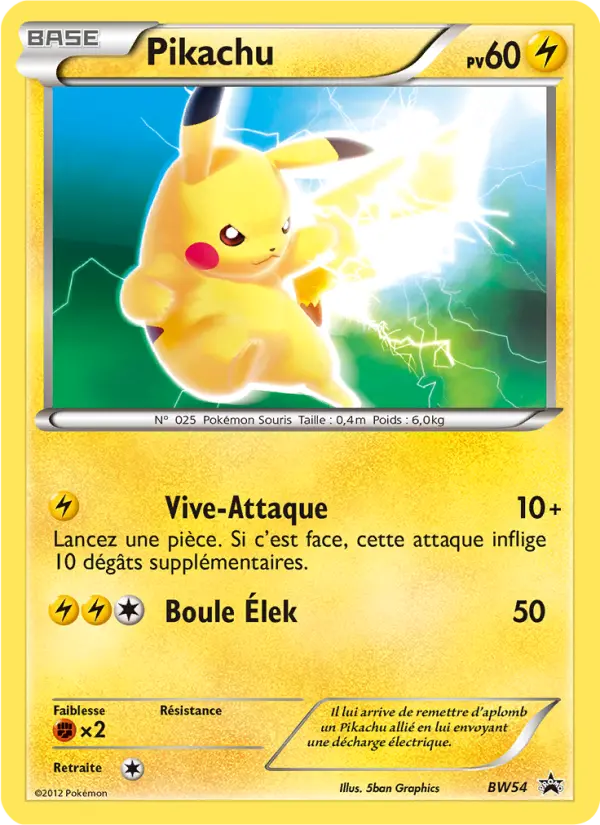 Scan HD carte Pokémon Pikachu BW54/101 — Promo BW