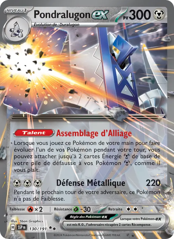 Scan HD carte Pokémon Pondralugon-ex 130/191 — Étincelles Déferlantes