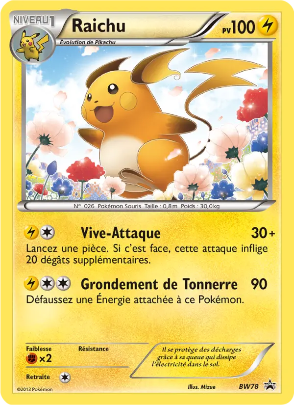 Scan HD carte Pokémon Raichu BW78/101 — Promo BW