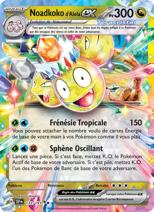 Scan HD carte Pokémon Noadkoko d'Alola-ex 133/191 — Étincelles Déferlantes