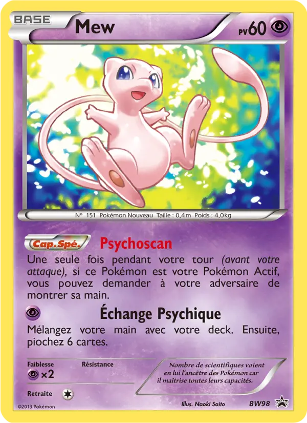 Scan HD carte Pokémon Mew BW98/101 — Promo BW