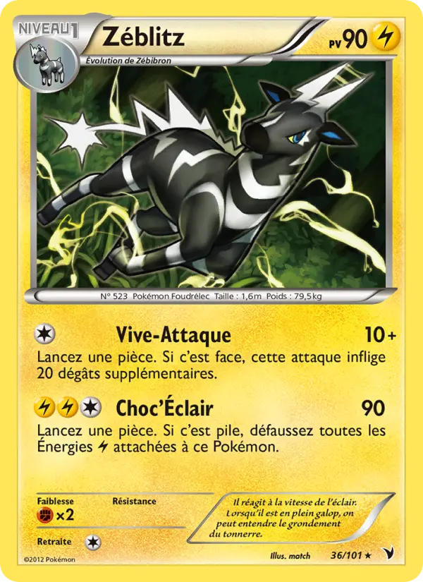Scan HD carte Pokémon Zéblitz 36/101 — Nobles Victoires