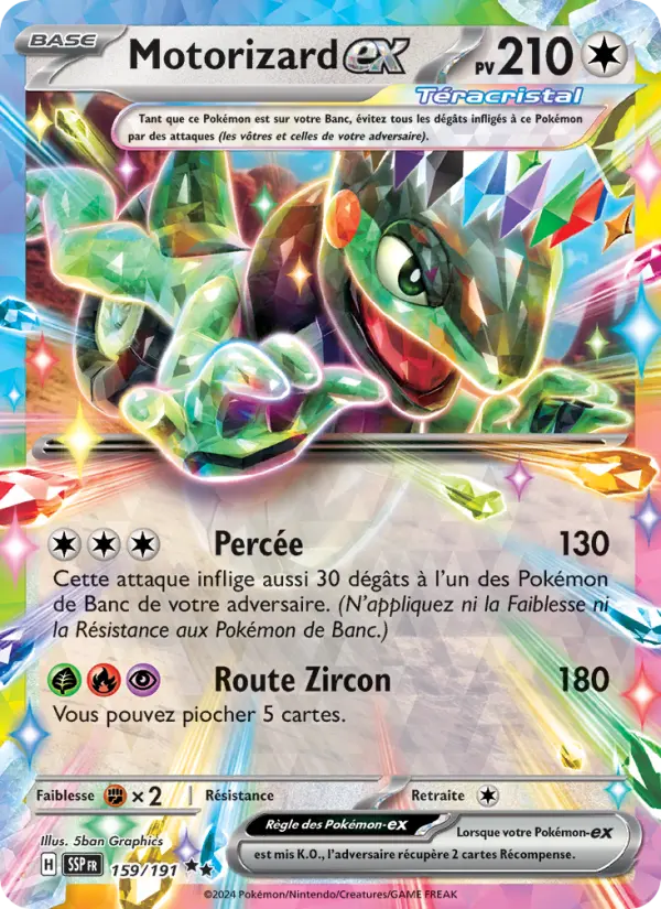 Scan HD carte Pokémon Motorizard-ex 159/191 — Étincelles Déferlantes