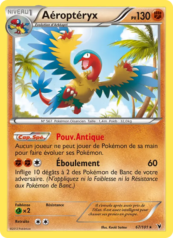 Scan HD carte Pokémon Aéroptéryx 67/101 — Nobles Victoires