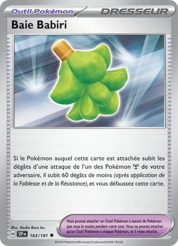 Scan HD carte Pokémon Baie Babiri 163/191 — Étincelles Déferlantes