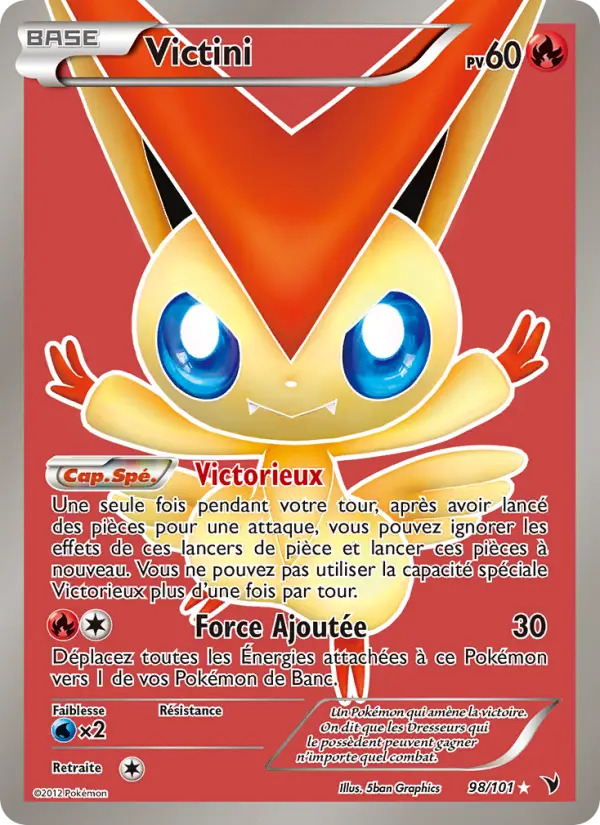 Scan HD carte Pokémon Victini 98/101 — Nobles Victoires
