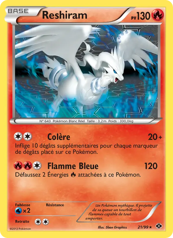 Scan HD carte Pokémon Reshiram 21/99 — Destinées Futures