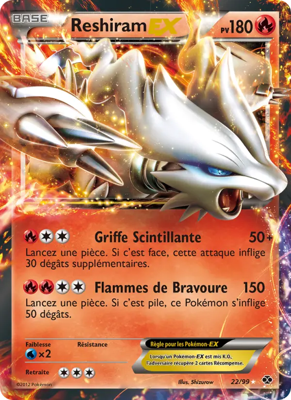 Scan HD carte Pokémon Reshiram-EX 22/99 — Destinées Futures
