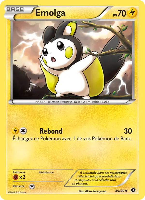 Scan HD carte Pokémon Emolga 49/99 — Destinées Futures