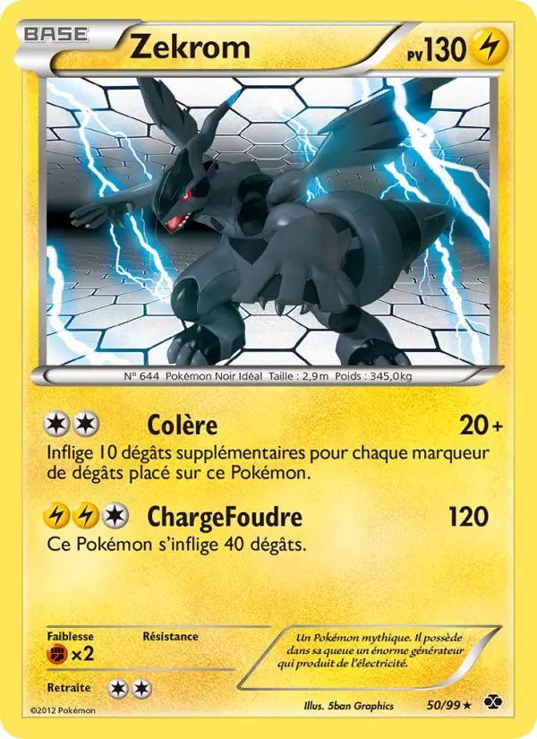 Scan HD carte Pokémon Zekrom 50/99 — Destinées Futures