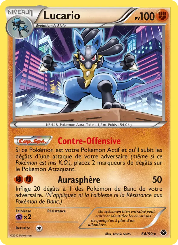 Scan HD carte Pokémon Lucario 64/99 — Destinées Futures