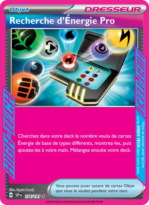 Scan HD carte Pokémon Recherche d'Énergie Pro 176/191 — Étincelles Déferlantes