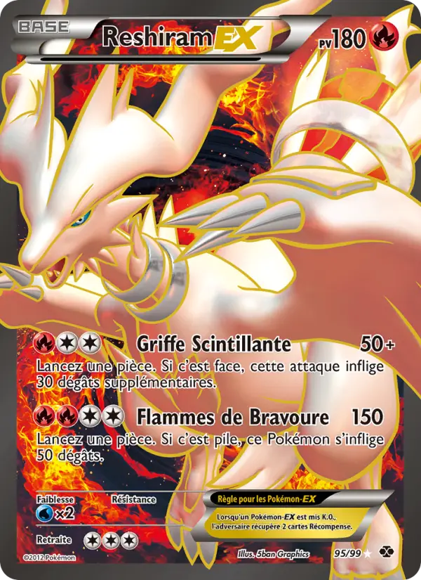Scan HD carte Pokémon Reshiram-EX 95/99 — Destinées Futures